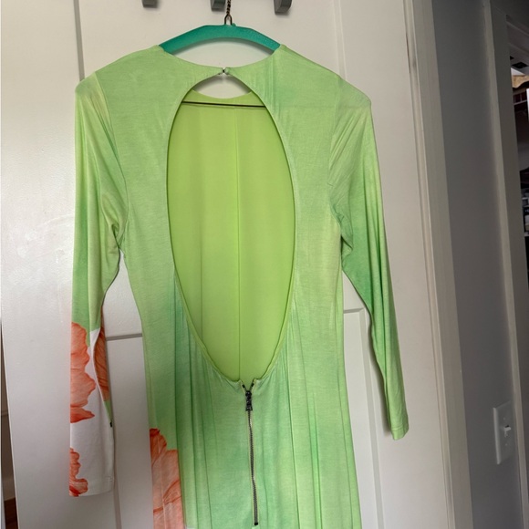 Alice + Olivia Two-Tone Maxi Dress with Orange Floral Accent - Picture 2 of 7